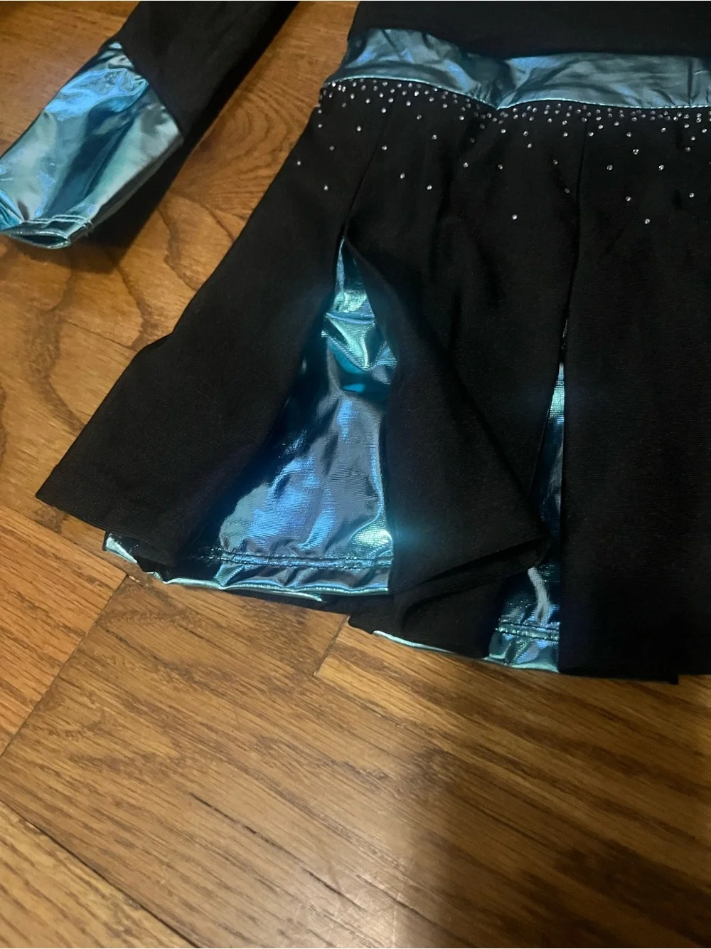New teal and black  Long Sleeve Cheerleading Dance Halloween uniform girls sz 14